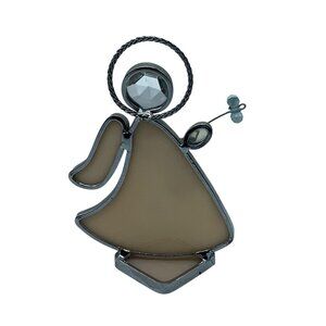 Vtg Stained Glass Angel Figurine With Metal Accents 4”